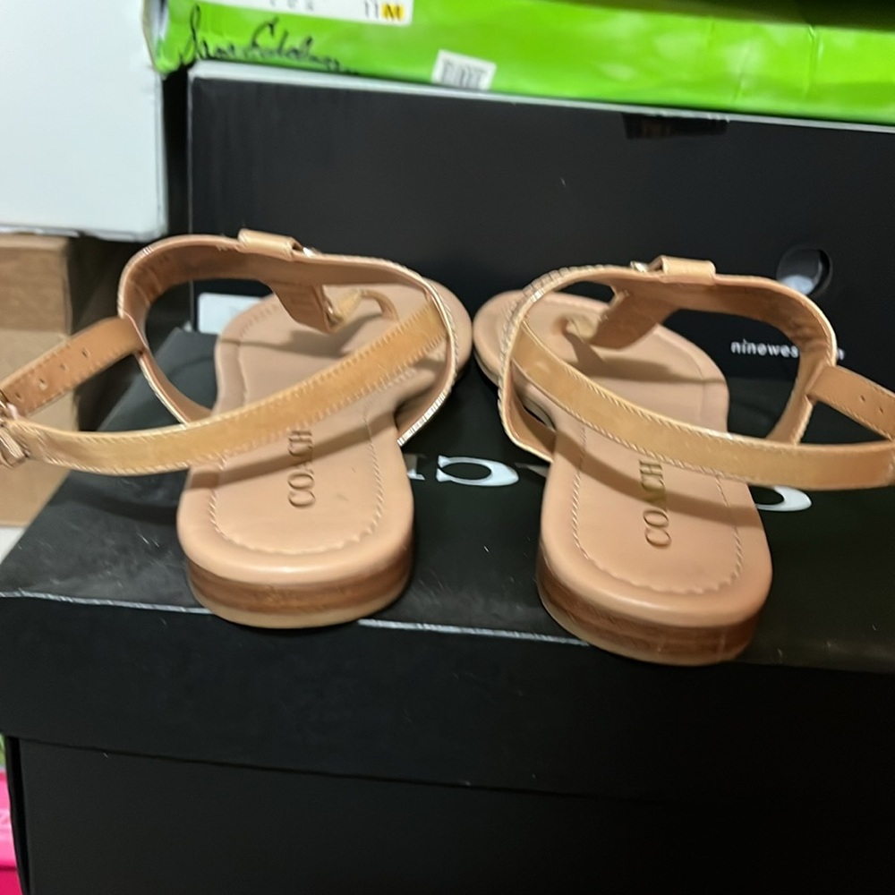 Coach Tan T-Strap Sandals - Picture 3 of 4